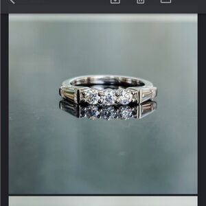 Silver and moissanite ring